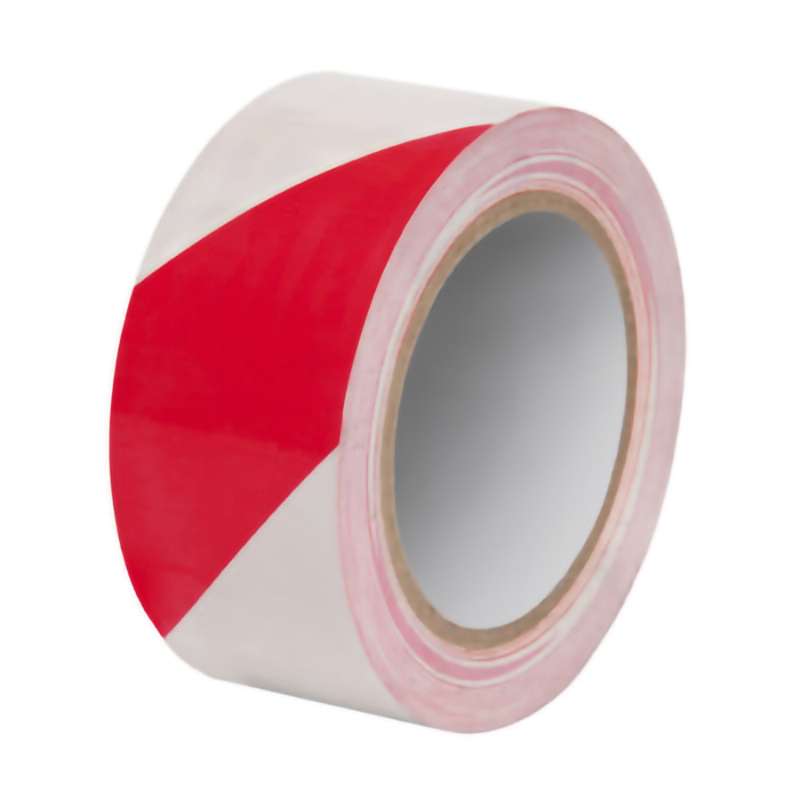 Floor Tape, 3"x36 Yds, 3" Core, 6 mil, Red/White Stripe
